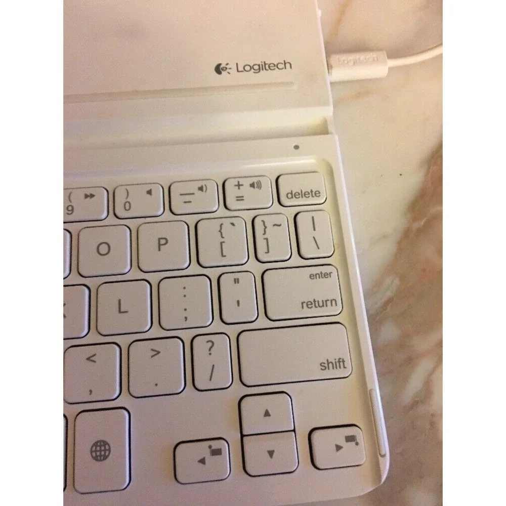 Logitech White Bluetooth Keyboard With Stand - Compact & Portable Design